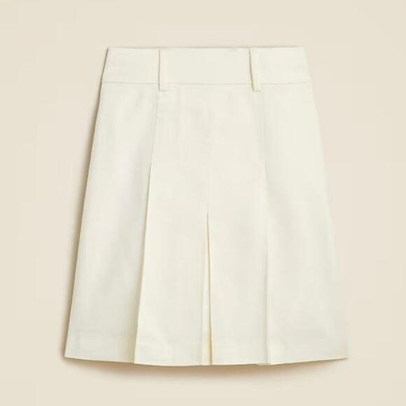 J.Crew Pleated Knee Length Stretch Linen Blend Skirt Ivory Size 8 NWT - Picture 1 of 9